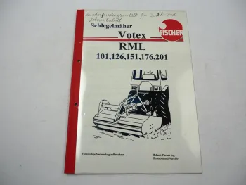 Votex RML 101 126 151 176 201 Schlegelmäher Betriebsanleitung Ersatzteilliste