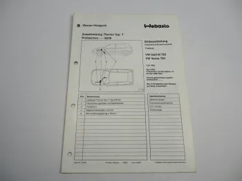 VW Golf 3 1H Vento 1H2 1,9l TDI Einbauanleitung Webasto Top T DW50 Heizung 1995