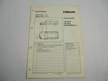 VW Golf 3 1H Vento 1H2 Einbauanleitung Webasto Top T BW50/DW50 Heizung 1992
