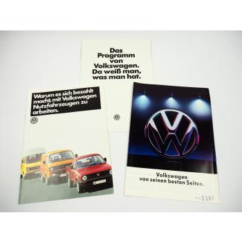 VW PKW Nutzfahrzeuge Programm 3x Prospekt 1984/90