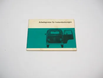 VW Transporter Bus T2 Typ 2 Arbeitspreise für Instandsetzungen 1968