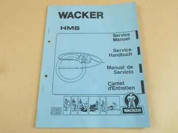 Wacker HMS Vibrationsflaschen Schlauchwellen Service Handbuch Manual 3/85