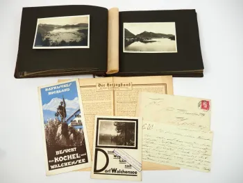 Walchensee bei Kochel Bayern Fotoalbum mit 6 AK und Reisebroschüren 1929