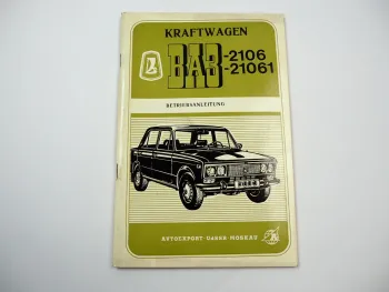 WAS Lada 2106 21061 PKW Betriebsanleitung Bedienungsanleitung UdSSR