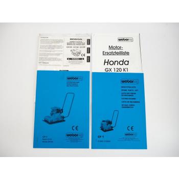 Weber CF1 Soil Compactor + Motor Honda GX120 Operating Instruction Parts list