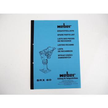 Weber SRX 60 Vibrationsstampfer Ersatzteilliste 1994