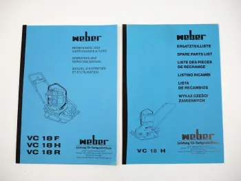 Weber VC18 Vibrationsplatte Bedienungsanleitung Wartung Ersatzteilliste