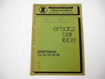 Weidemann 120 130 150 180 Hoftrac Ersatzteilliste Hydraulikanlage 1978