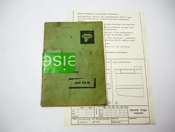Welger AP12K Aufsammelpresse Ersatzteilliste Anbauanleitung Ballenwerfer 1966