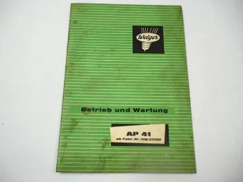 Welger AP41 Aufsammelpresse ab 1118.07001 Betriebsanleitung Bedienungsanleitung 1970