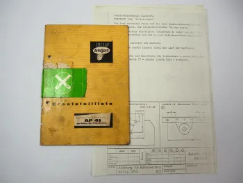 Welger AP41 Aufsammelpresse Ersatzteilliste Anbauanleitung Ballenwerfer 1970