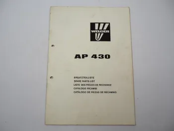 Welger AP430 Ballenpresse Aufsammelpresse Ersatzteilliste Ersatzteilkatalog 1986