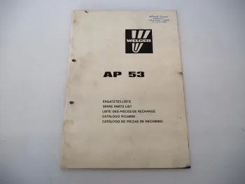 Welger AP53 Aufsammelpresse Ersatzteilliste Ersatzteilkatalog 1984