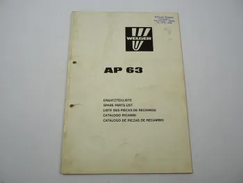 Welger AP63 Ballenpresse Ersatzteilliste Ersatzteilkatalog 1984