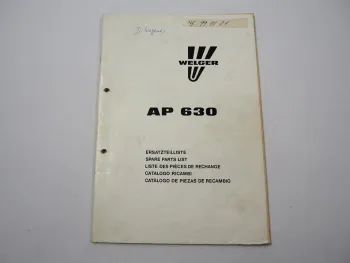 Welger AP630 Aufsammelpresse Ersatzteilliste Ersatzteilkatalog 1994