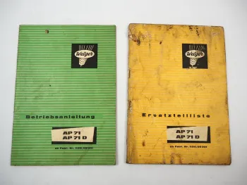 Welger AP71 AP71D Aufsammelpresse Betriebsanleitung Ersatzteilliste 1972