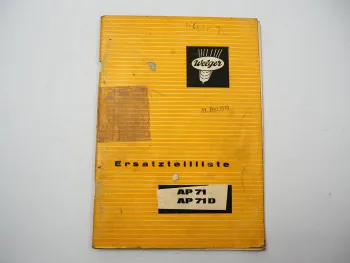 Welger AP71 AP71D Aufsammelpresse Ersatzteilliste Ersatzteilkatalog 1969