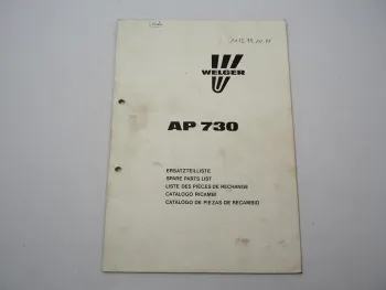 Welger AP730 Aufsammelpresse Ersatzteilliste Ersatzteilkatalog 1990