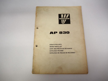 Welger AP830 Ballenpresse Aufsammelpresse Ersatzteilliste 1986