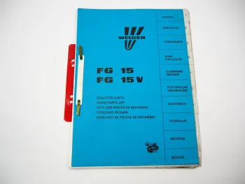 Welger FG15 FG15V Ballenwickler Ersatzteilliste Ersatzteilkataog 1992