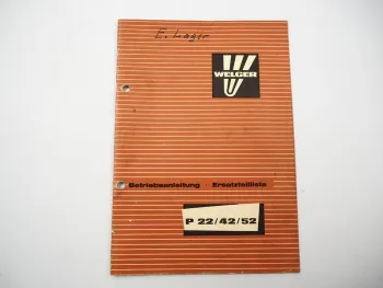 Welger P22 Ballenwerfer für AP 42 52 Betriebsanleitung Ersatzteilliste 1978