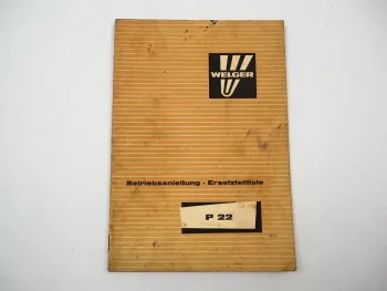 Welger P22 Ballenwerfer für Pressen Betriebsanleitung Ersatzteilliste 1975