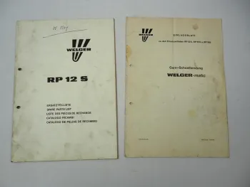 Welger RP12S Rundballenpresse Garn Schnellbindung Ersatzteilliste 1988