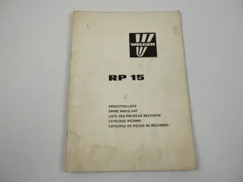 Welger RP15 Rundballenpresse Ersatzteilliste Ersatzteilkatalog 1984