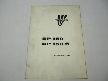 Welger RP150 RP150S Rollenpresse Betriebsanleitung 1988 Wartung Stromlaufplan