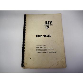 Welger RP165 Rundballenpresse Ersatzteilliste 1989