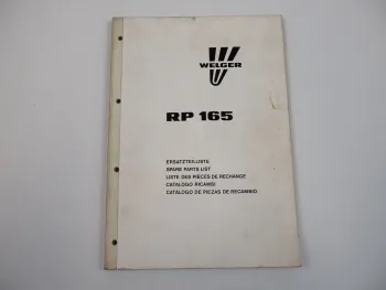 Welger RP165 Rundballenpresse Ersatzteilliste Ersatzteilkatalog 1991