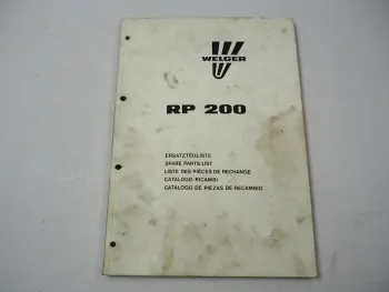 Welger RP200 Rundballenpresse Ersatzteilliste Ersatzteilkatalog 1993