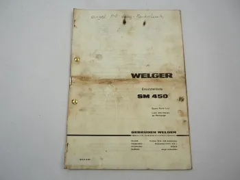 Welger SM450 Scheibenmähwerk Ersatzteilliste Ersatzteilkatalog 1980