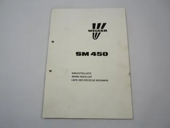 Welger SM450 Scheibenmähwerk Ersatzteilliste Ersatzteilkatalog 1989