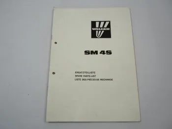Welger SM4S Scheibenmähwerk Ersatzteilliste Ersatzteilkatalog 1982