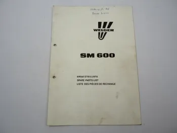 Welger SM600 Scheibenmähwerk Ersatzteilliste Ersatzteilkatalog 1989