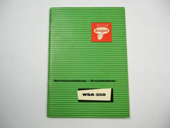 Welger WSA350 Aufsammelpresse Betriebsanleitung Ersatzteilliste 1964