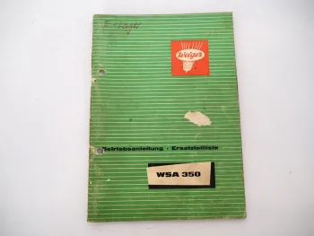 Welger WSA350 Aufsammelpresse Ersatzteilliste Bedienungsanleitung 1964