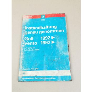 Werkstatthandbuch Instandhaltung VW Golf 3 + Cabriolet Vento 1992/94 - 1999
