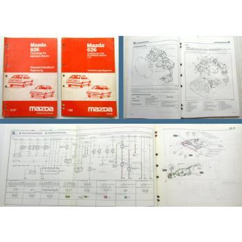 Werkstatthandbuch Mazda 626 GD 2,2l Motor F2 Kat Getriebe Kupplung Schaltpläne