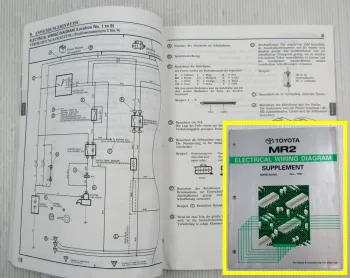 Werkstatthandbuch Toyota MR2 W2 SW20 Schaltpläne Elektrik Ergänzung 12 / 1991