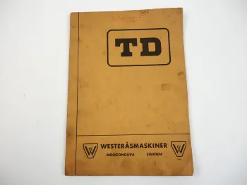 Westerasmaskiner TD Grasmäher Betriebsanleitung Ersatzteilliste 1963