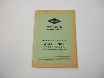 Willy Jungk Werkzeug Katalog 1954 Werkzeugfabrik Hagen