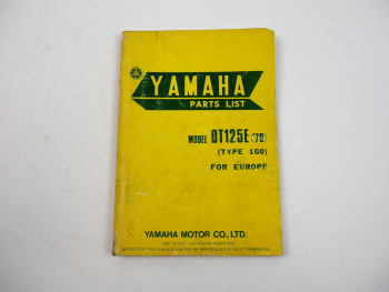 Yamaha DT125E 1G0 Katalog Ersatzteil Teile Liste Parts List 10/1978