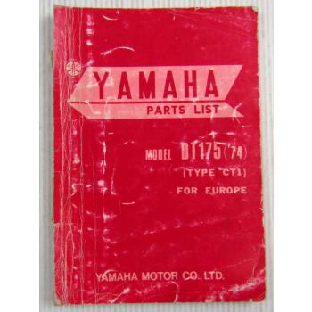 Yamaha DT175 Model Year 1974 Type CT1 for Europe Spare Parts List Catalog