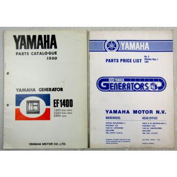 Yamaha EF 1400 Generator Parts Catalogue 1980 + parts price list 1981
