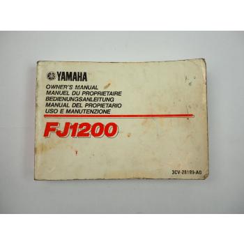 Yamaha FJ1200 3CV Bedienungsanleitung Owners Manual 1989