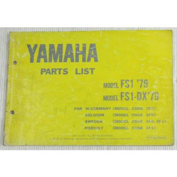 Yamaha FS1 FS1-DX Model Year 1979 Type 3F2 3F5 3F0 3F1 3F4 Parts List Catalog