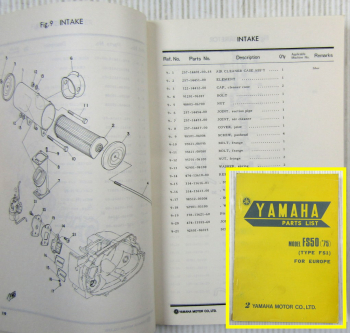 Yamaha Model FS50 (75) Type FS1 1975 for Europe Parts list Ersatzteilliste