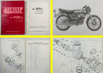 Yamaha Model RD200DX 1976 1977 1E8 Europe Parts list Ersatzteilliste